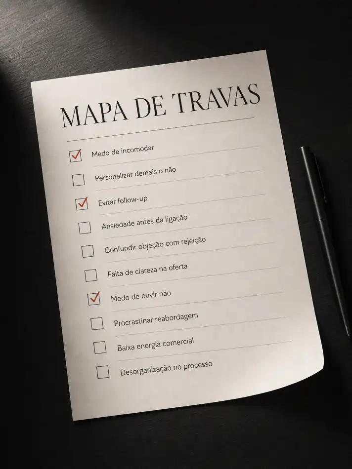 Checklist Mapa de Travas — autodiagnóstico de bloqueios comerciais